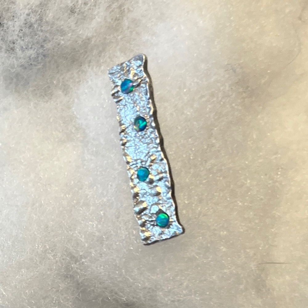 Silver Pendant with inset of aqua beads